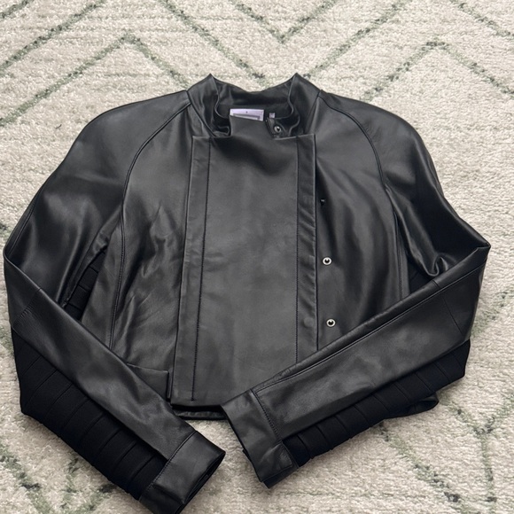 Herve Leger - Black Leather Moto jacket / Small